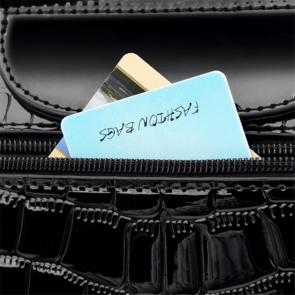 Sacs à main de luxe en cuir verni pour femmes, sac à bandoulière motif Crocodile de styliste, nouveaux sacs à main messager pour dames