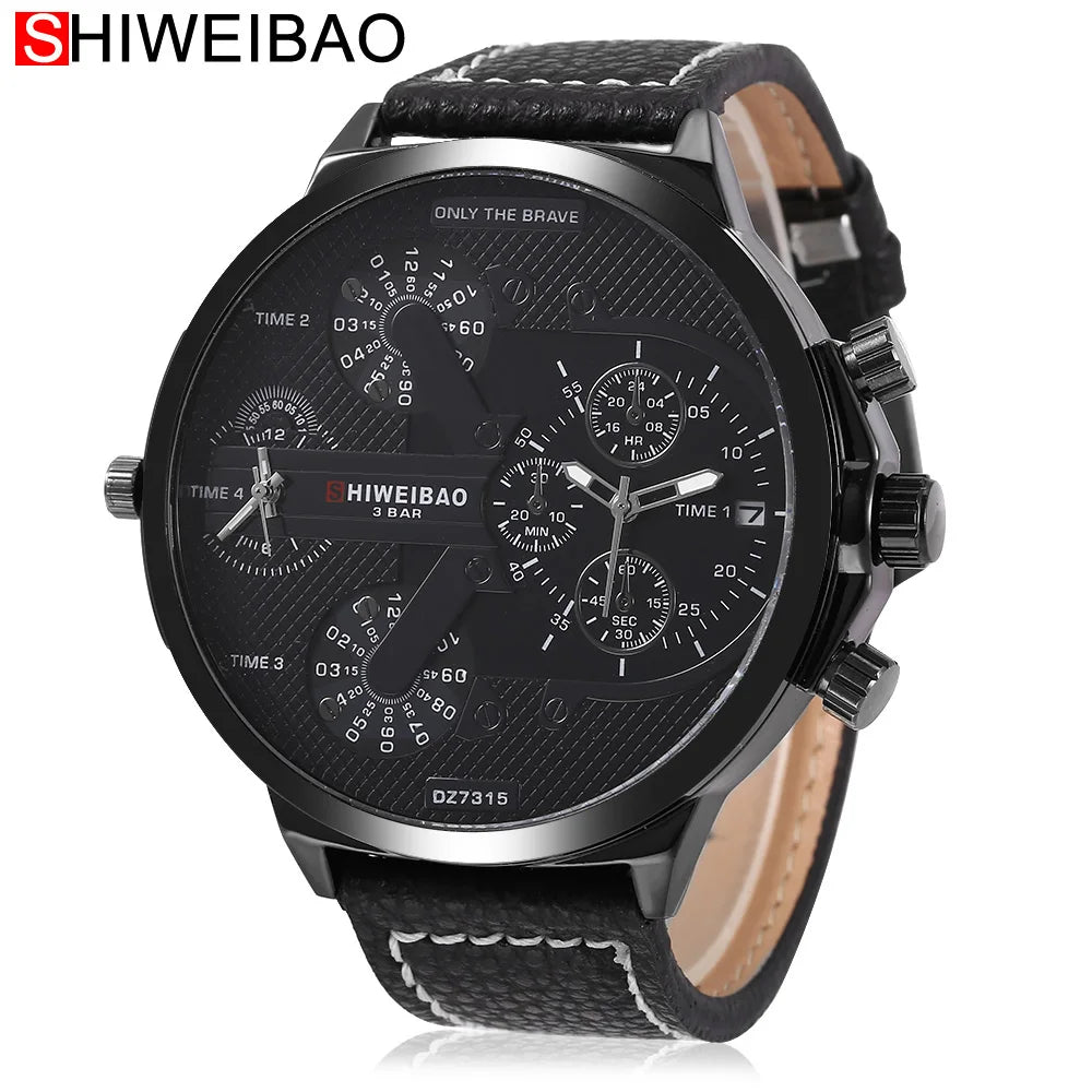 Marque grand cadran bande d'acier double affichage de l'heure hommes montres chronographe Quartz montre-bracelet militaire Relogio Masculino Hombre Reloj