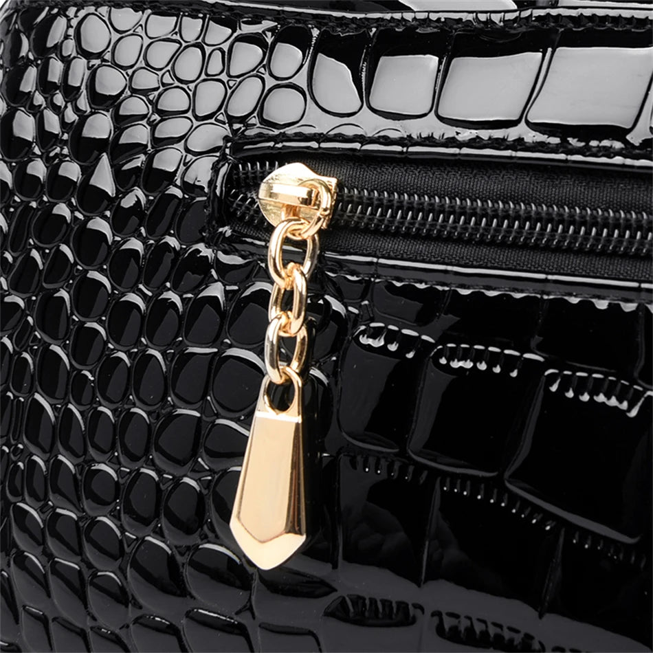 Sacs à main grande capacité 2 couches pour femmes, fourre-tout de luxe motif Crocodile de styliste, sacoche à bandoulière Boston de bonne qualité