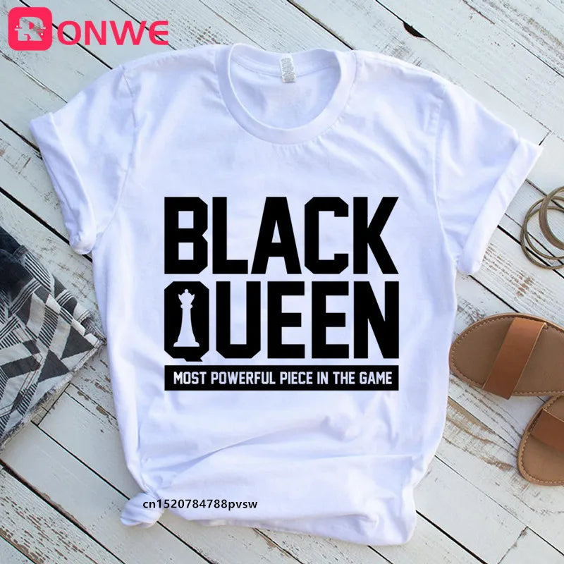 T-shirt Africain avec Imprimé Je suis une Reine de Mélanine, Vêtement pour Femme, Fille Noire, Mois de l'Histoire, DstressSunshine