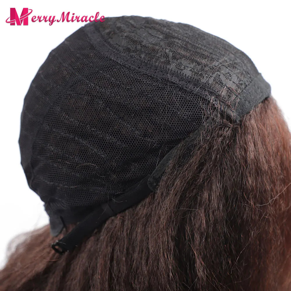 Perruques synthétiques lisses et crépues pour femmes noires, mélange de mèches noires, brunes, blondes, gingembre, rouges et blanches