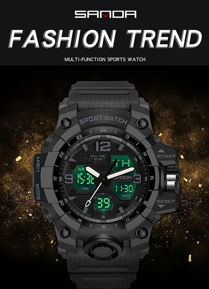 SANDA nouvelle mode Sport militaire montre-bracelet pour hommes numérique Quartz double affichage montres étanche montre décontractée pour hommes