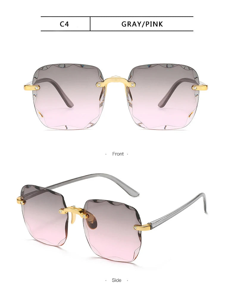 Lunettes de soleil carrées sans monture pour hommes et femmes, lunettes de soleil rouges, créateur de marque de luxe, été, mode, UV400, nuances Oculos