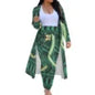 Slim Fit Coat Pant Lady's Suit Custom Cardigan and Long Pants 2 Piece Set Polynesian Hawaii Tribal Tattoo Tropical Flowers Print