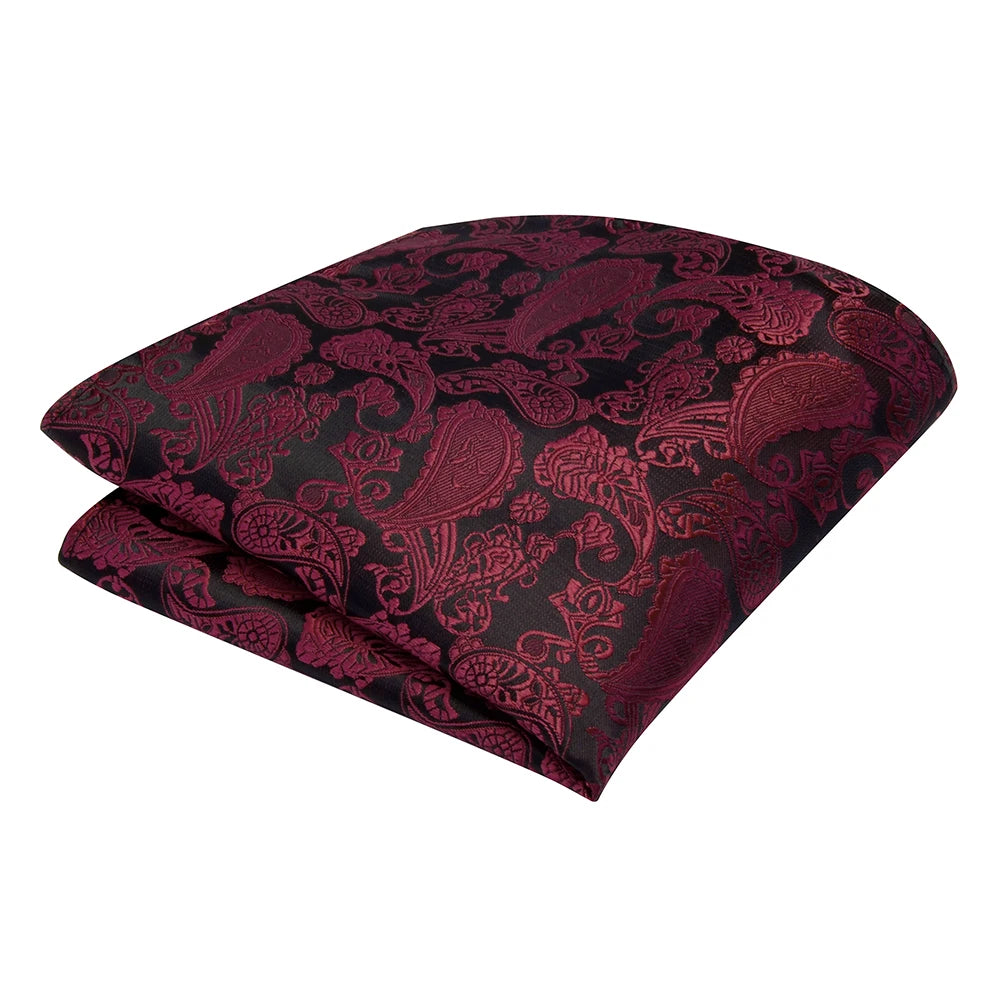 GUSLESON Paisley grand noeud papillon hommes bleu rouge jaune noeud papillon poche carré boutons de manchette ensemble avec boîte-cadeau soie mariage cravate pour homme