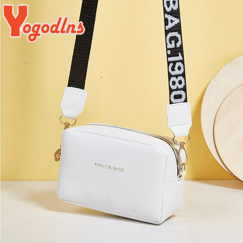 Yogodlns mode petit sac carré pour femmes en cuir PU sac à bandoulière lettre sangle sac à bandoulière sac à main tendance Bolsa
