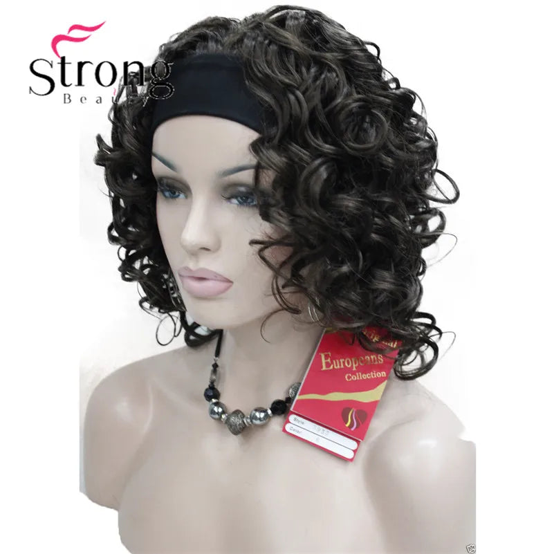 Perruques synthétiques courtes 3/4 à reflets blonds pour femmes, postiche bouclée avec bandeau, choix de couleurs