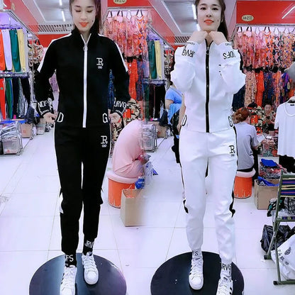 Manteau slim décontracté pour femme, pull à manches longues, pantalon, ensemble deux pièces, mode coréenne, imbibé de sport, automne, hiver, nouveau, 2025