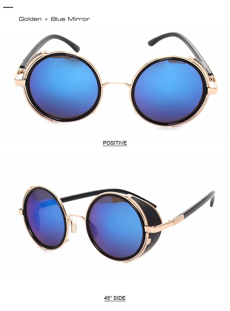 SHAUNA Vintage femmes Steampunk rétro revêtement hommes lunettes de soleil rondes marque concepteur Punk lunettes de soleil UV400