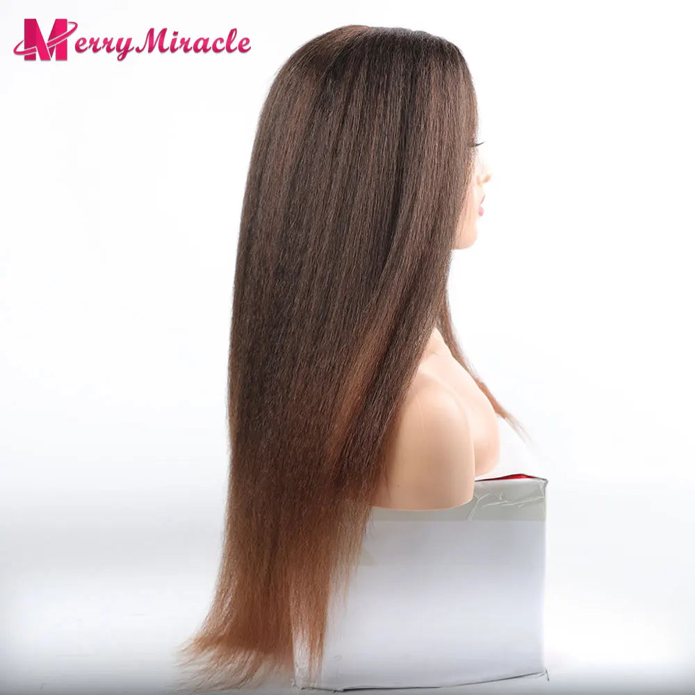 Perruques synthétiques lisses et crépues pour femmes noires, mélange de mèches noires, brunes, blondes, gingembre, rouges et blanches