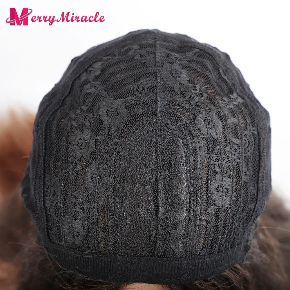 Perruques synthétiques lisses et crépues pour femmes noires, mélange de mèches noires, brunes, blondes, gingembre, rouges et blanches