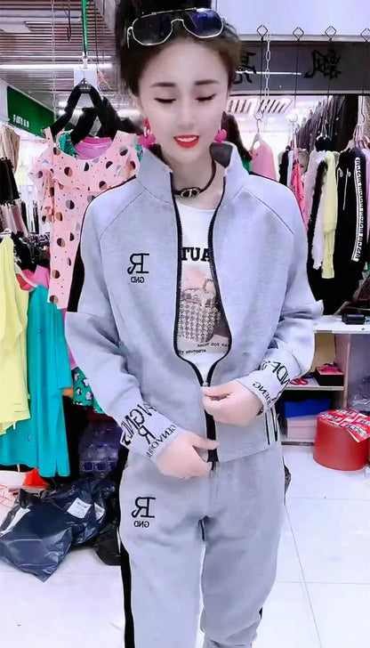 Manteau slim décontracté pour femme, pull à manches longues, pantalon, ensemble deux pièces, mode coréenne, imbibé de sport, automne, hiver, nouveau, 2025