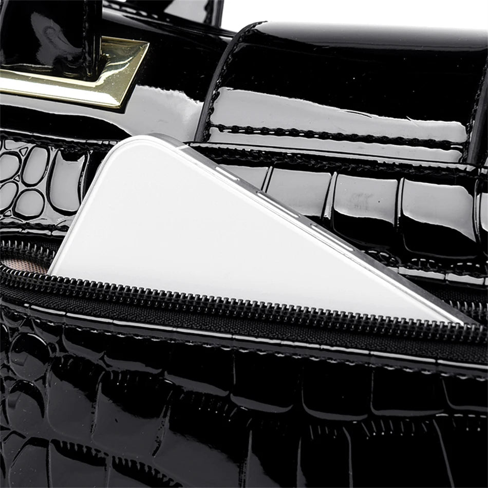 Sacs à main grande capacité 2 couches pour femmes, fourre-tout de luxe motif Crocodile de styliste, sacoche à bandoulière Boston de bonne qualité