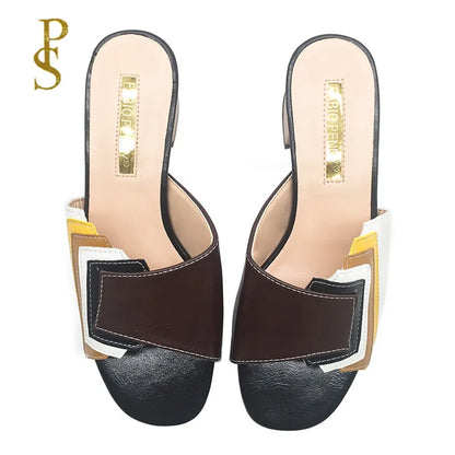 FABIO PENN2025 pantoufles pour femmes à la mode, élégantes, multicolores et confortables, sandales à talons mi-hauts exquises pour les fêtes en plein air