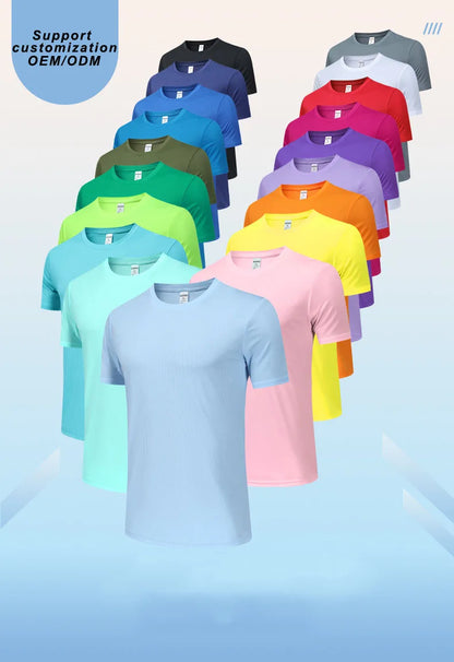 Wholesale Men's Summer Sports Casual T-Shirt 100% Training Clothing with Quick-Drying Round Neck Breathable Loose Top Plus Size