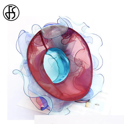 FS Organza Kentucky Derby Fascinators chapeau pour femmes dames à large bord chapeaux de soleil fleurs élégant mariage mariée église fête Fedoras