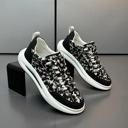 Men's New Breathable Canvas Sports Shoes Trendy Versatile Popular Thick-Soled Youth Basketball Sneakers