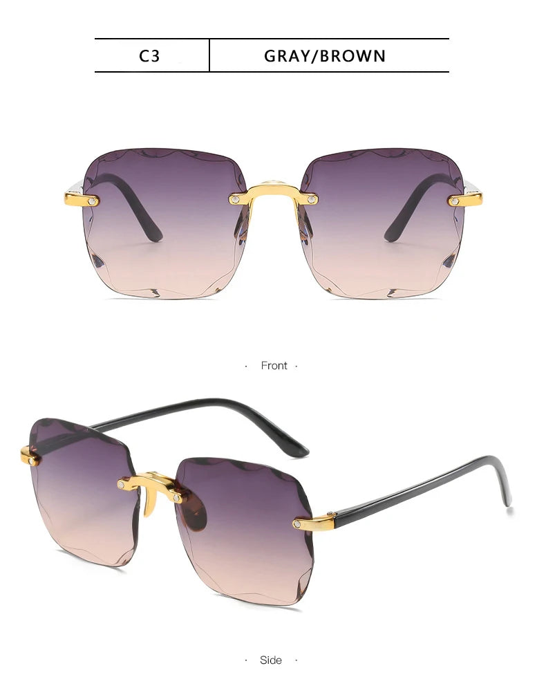 Lunettes de soleil carrées sans monture pour hommes et femmes, lunettes de soleil rouges, créateur de marque de luxe, été, mode, UV400, nuances Oculos