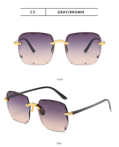 Lunettes de soleil carrées sans monture pour hommes et femmes, lunettes de soleil rouges, créateur de marque de luxe, été, mode, UV400, nuances Oculos