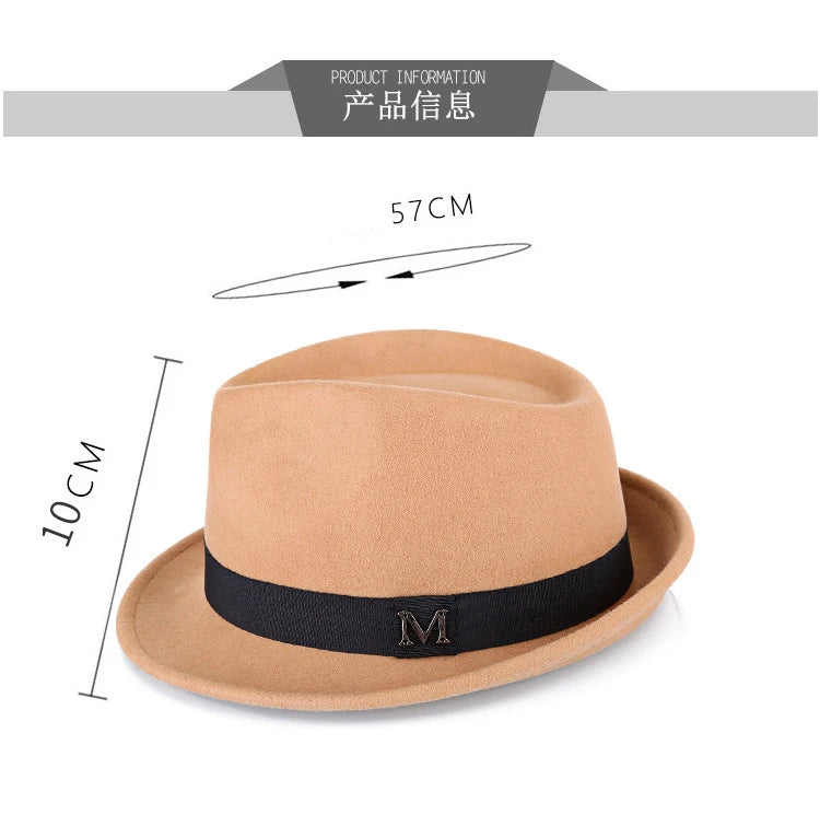 Hommes hiver épais chaud feutre Fedora chapeaux laine Gentleman Jazz casquette homburg mâle classique à bord étroit chapeau haut-de-forme