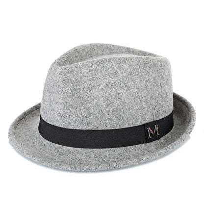 Hommes hiver épais chaud feutre Fedora chapeaux laine Gentleman Jazz casquette homburg mâle classique à bord étroit chapeau haut-de-forme