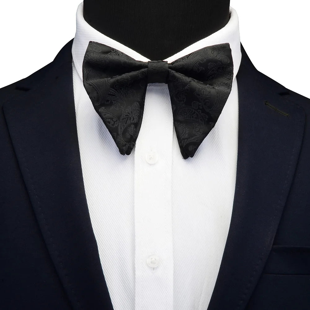 GUSLESON Paisley grand noeud papillon hommes bleu rouge jaune noeud papillon poche carré boutons de manchette ensemble avec boîte-cadeau soie mariage cravate pour homme