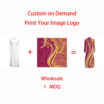 Personality Lime Green Polynesian Print Maxi Dress Elegant Women Shirt Dresses Custom Clothing Plus Size Dress Skirts