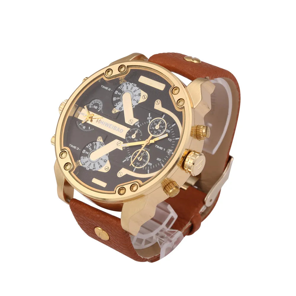 Marque grand cadran bande d'acier double affichage de l'heure hommes montres chronographe Quartz montre-bracelet militaire Relogio Masculino Hombre Reloj