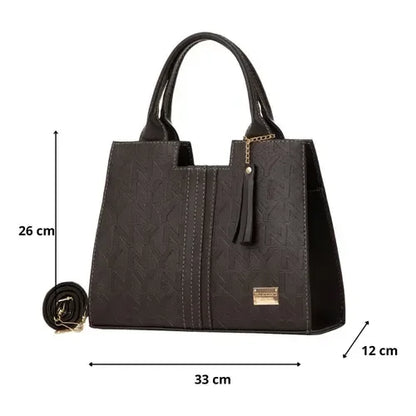 Fana Athenea Women's Tote Handbag in Brown with Handles M3723 Portable Outdoor Cotton and Polyester Lining Open Closure