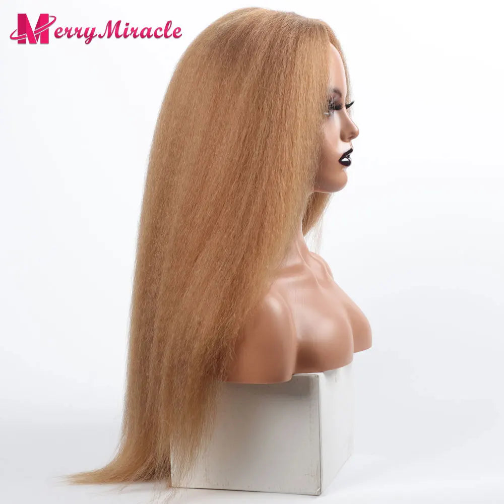 Perruques synthétiques lisses et crépues pour femmes noires, mélange de mèches noires, brunes, blondes, gingembre, rouges et blanches