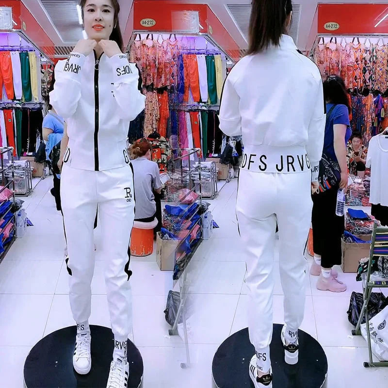 Manteau slim décontracté pour femme, pull à manches longues, pantalon, ensemble deux pièces, mode coréenne, imbibé de sport, automne, hiver, nouveau, 2025