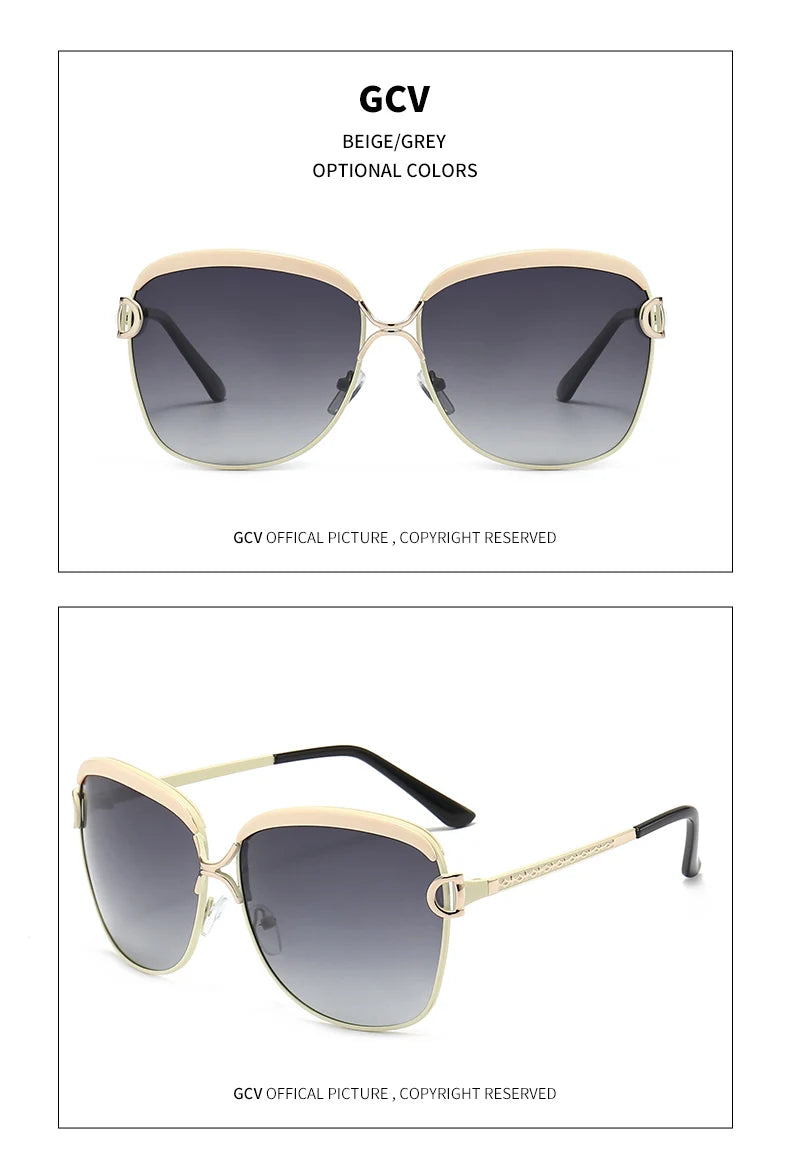 GCV lunettes De Soleil polarisées pour femmes lentille dégradée lunettes De Soleil rondes carrées marque De luxe Oculos Lunette De Soleil Femme