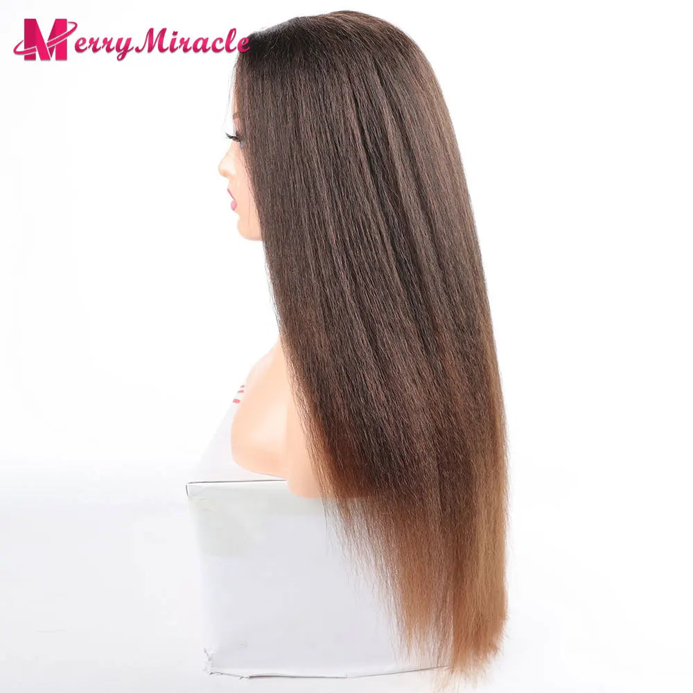 Perruques synthétiques lisses et crépues pour femmes noires, mélange de mèches noires, brunes, blondes, gingembre, rouges et blanches