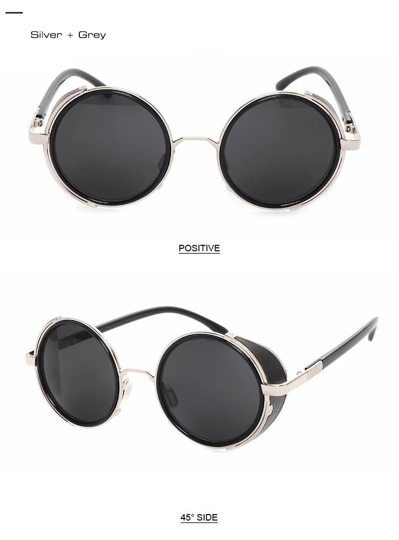 SHAUNA Vintage femmes Steampunk rétro revêtement hommes lunettes de soleil rondes marque concepteur Punk lunettes de soleil UV400