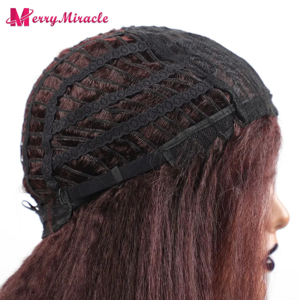 Perruques synthétiques lisses et crépues pour femmes noires, mélange de mèches noires, brunes, blondes, gingembre, rouges et blanches