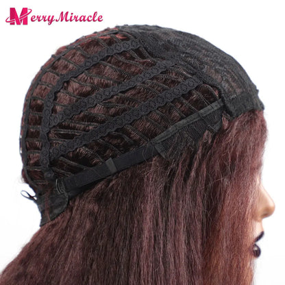 Perruques synthétiques lisses et crépues pour femmes noires, mélange de mèches noires, brunes, blondes, gingembre, rouges et blanches