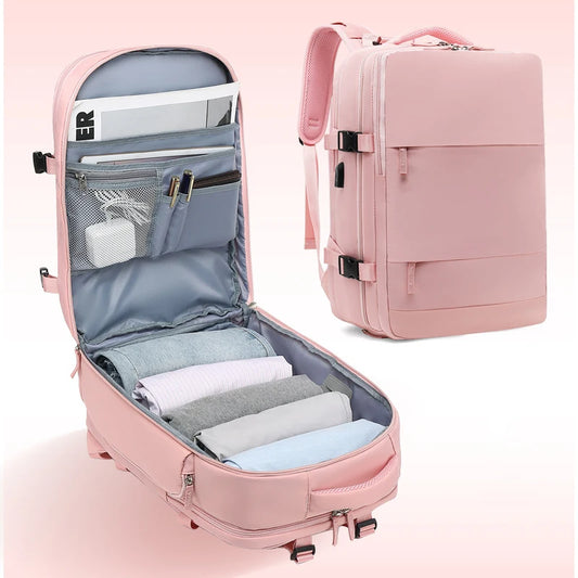 Hot Selling Women's  Casual Travel Backpack  USB Charge Port Laptop Bag Large Capacity Nylon Waterproof Backpack