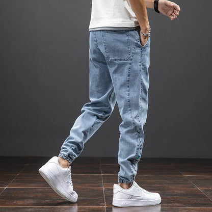 Printemps été noir bleu Cargo Jean hommes Streetwear Denim survêtement pantalon hommes Baggy Harem Jean pantalon grande taille