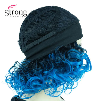 Perruques synthétiques courtes 3/4 à reflets blonds pour femmes, postiche bouclée avec bandeau, choix de couleurs