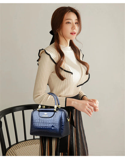 Sacs à main de luxe en cuir verni pour femmes, sac à bandoulière motif Crocodile de styliste, nouveaux sacs à main messager pour dames