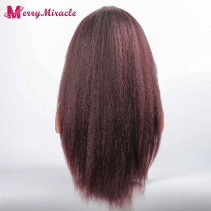 Perruques synthétiques lisses et crépues pour femmes noires, mélange de mèches noires, brunes, blondes, gingembre, rouges et blanches