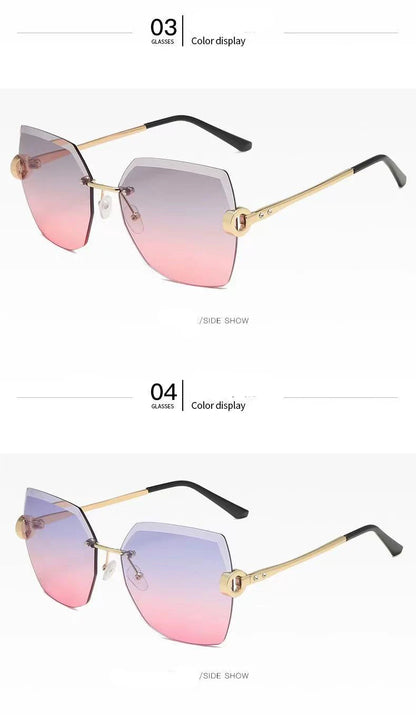 RUOBO – lunettes de soleil sans monture pour femmes, verres dégradés, branches en métal, UV400, vente en gros