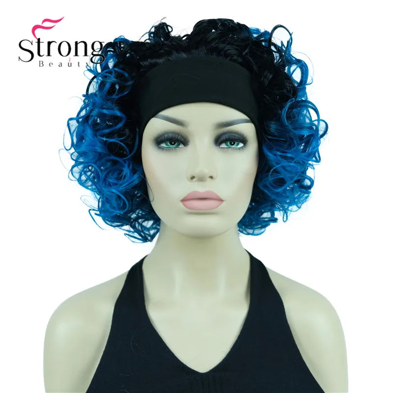 Perruques synthétiques courtes 3/4 à reflets blonds pour femmes, postiche bouclée avec bandeau, choix de couleurs