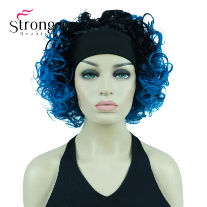 Perruques synthétiques courtes 3/4 à reflets blonds pour femmes, postiche bouclée avec bandeau, choix de couleurs