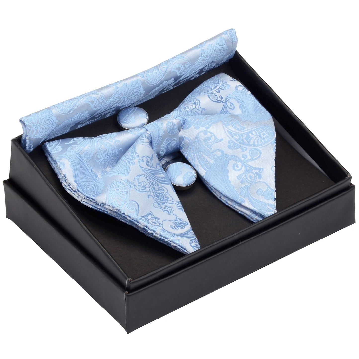 GUSLESON Paisley grand noeud papillon hommes bleu rouge jaune noeud papillon poche carré boutons de manchette ensemble avec boîte-cadeau soie mariage cravate pour homme