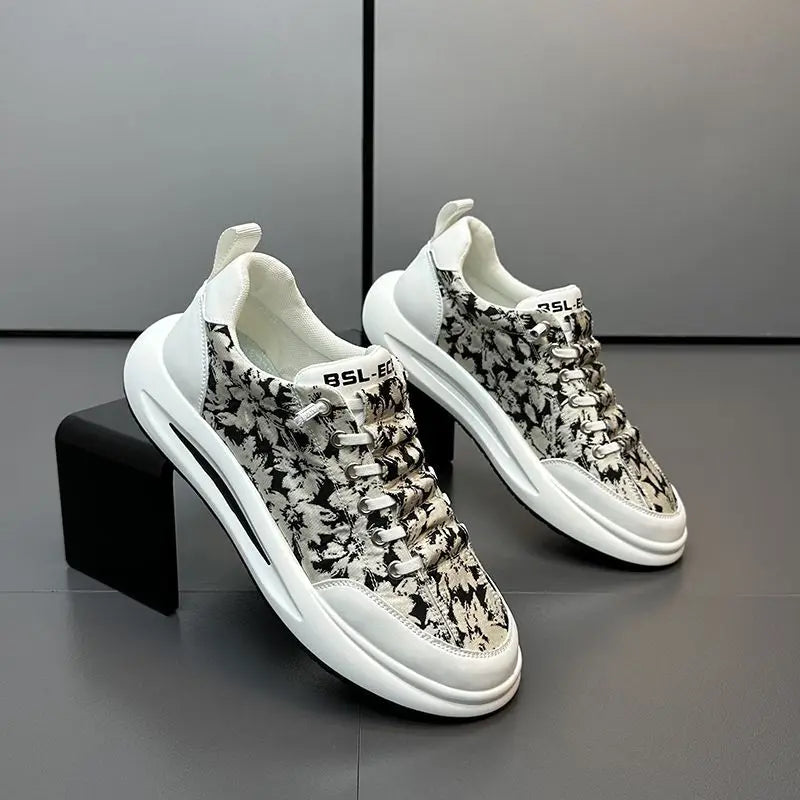 Men's New Breathable Canvas Sports Shoes Trendy Versatile Popular Thick-Soled Youth Basketball Sneakers