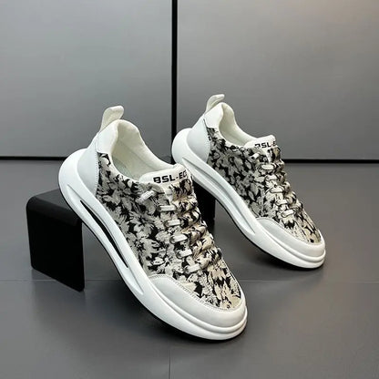 Men's New Breathable Canvas Sports Shoes Trendy Versatile Popular Thick-Soled Youth Basketball Sneakers