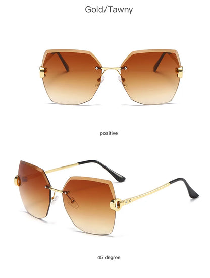 RUOBO – lunettes de soleil sans monture pour femmes, verres dégradés, branches en métal, UV400, vente en gros