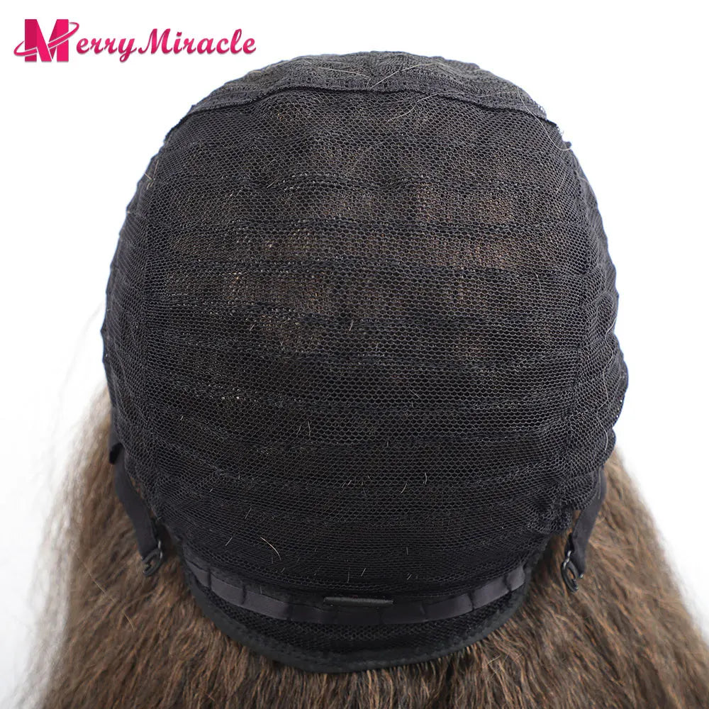 Perruques synthétiques lisses et crépues pour femmes noires, mélange de mèches noires, brunes, blondes, gingembre, rouges et blanches