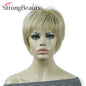 StrongBeauty-Perruques Synthétiques Courtes Droites, Cheveux Doux, Layered Shag, Ombre Blonde